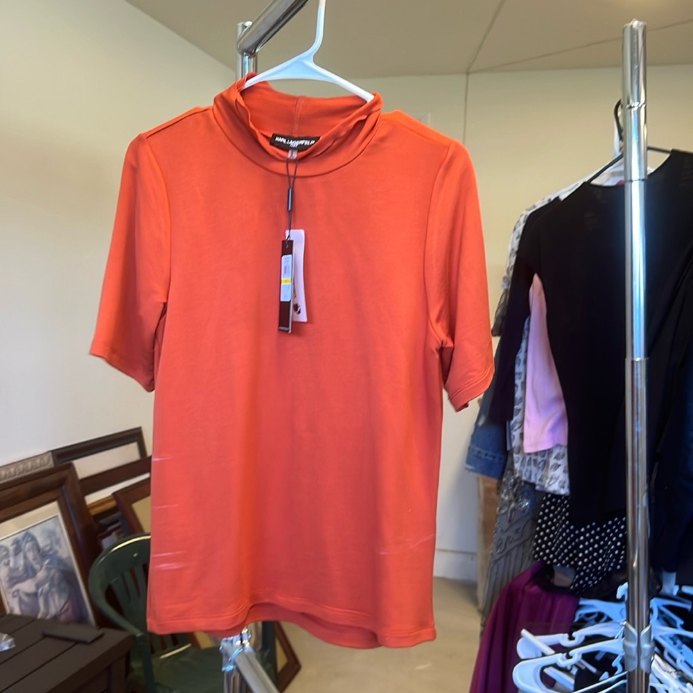 NWT! Karl Lagerfeld mock neck blouse. Gorgeous! Mediums